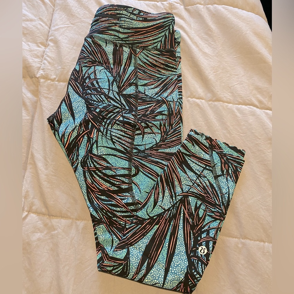 Lululemon Wunder Under High-Rise Crop 28” - Teal Palm Lace - Size 10